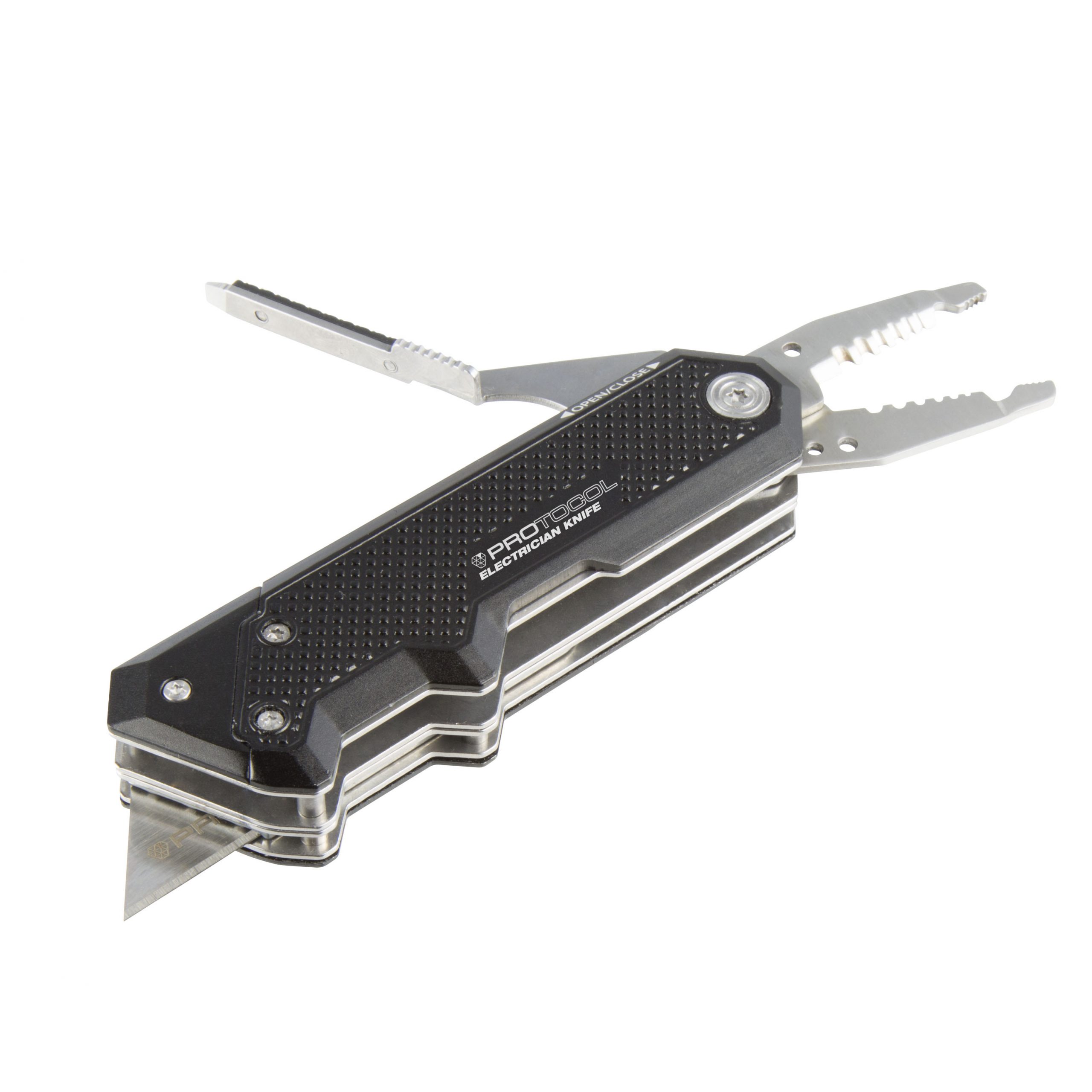 PROTOCOL Equipment K-027 Electrician's Utility Knife with Integrated Wire  Stripper, Crimper, and Screwdrivers – Chasing Kites